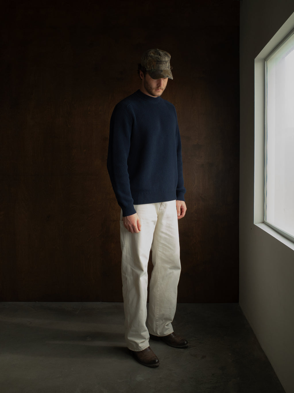 Fisherman Knit Sweater - Navy