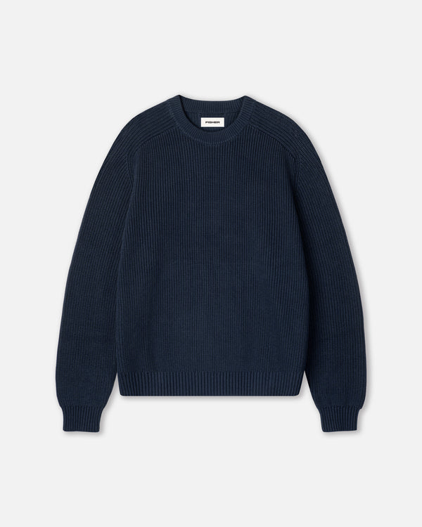 Fisherman Knit Sweater - Navy
